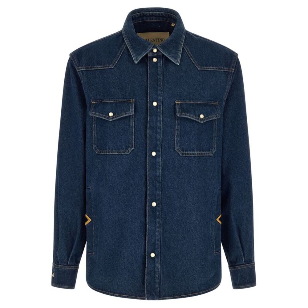 Valentino Garavani Blue Cotton Men's Blouse